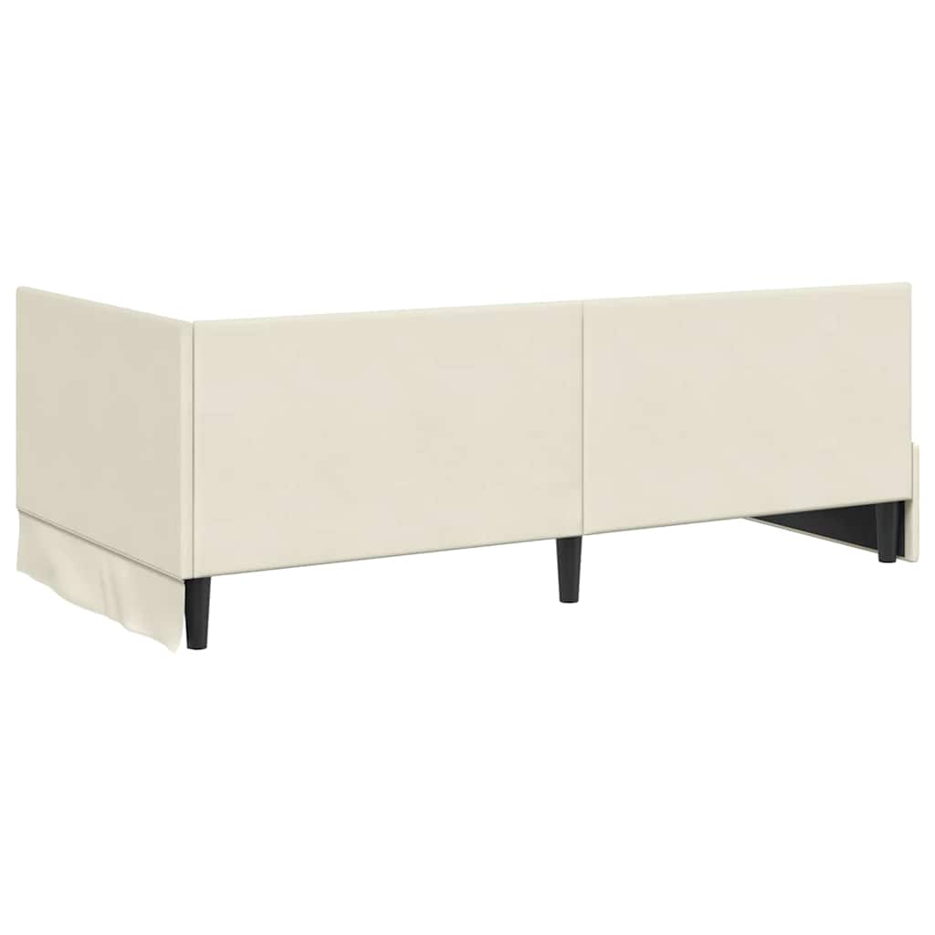 Hjørnesengramme med hovedgærde Creme 90 cm x 200 cm Fløjl