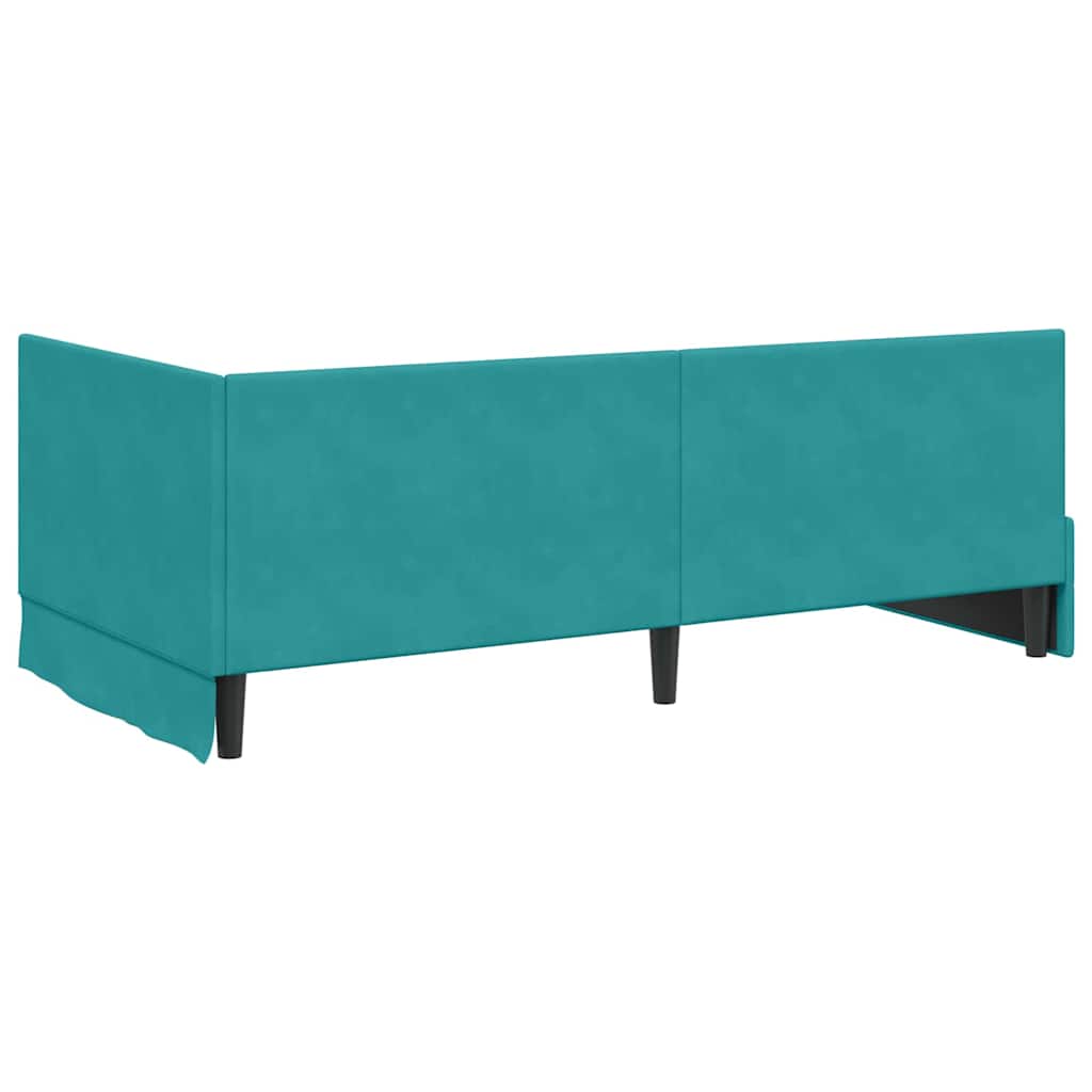 Hjørnesengramme med hovedgærde Turkis 90 cm x 200 cm Fløjl