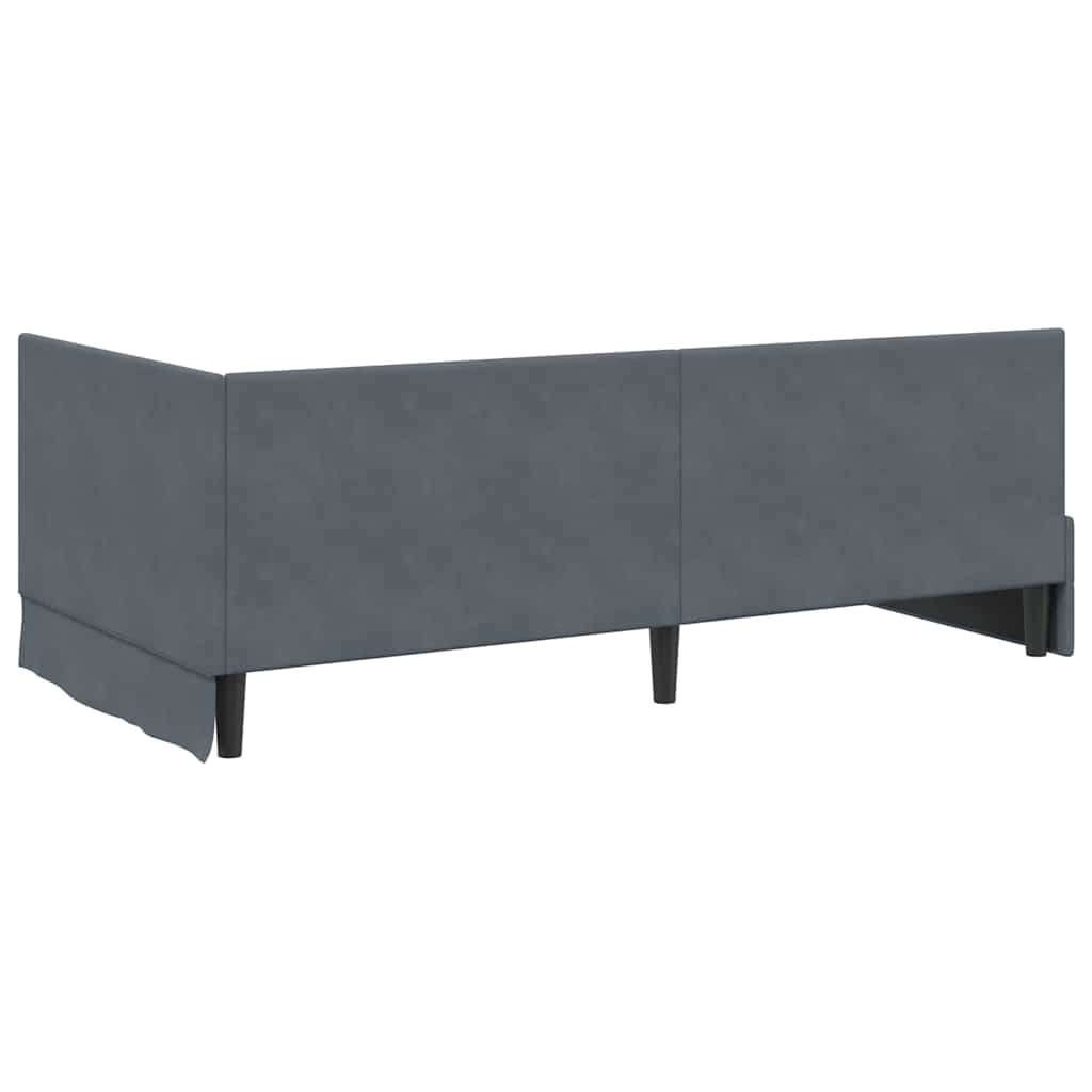 Hjørnesengramme med hovedgærde Mørkegrå 100 cm x 200 cm Fløjl