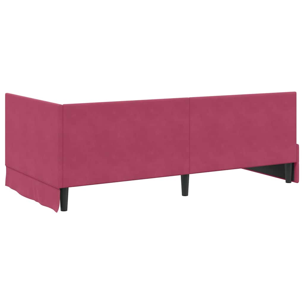 Hjørnesengramme med hovedgærde Vinrød 100 cm x 200 cm Fløjl