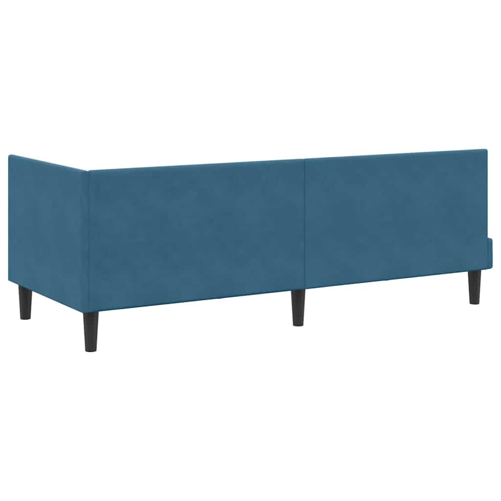 Hjørnesengramme med hovedgærde Blå 80 cm x 200 cm Fløjl