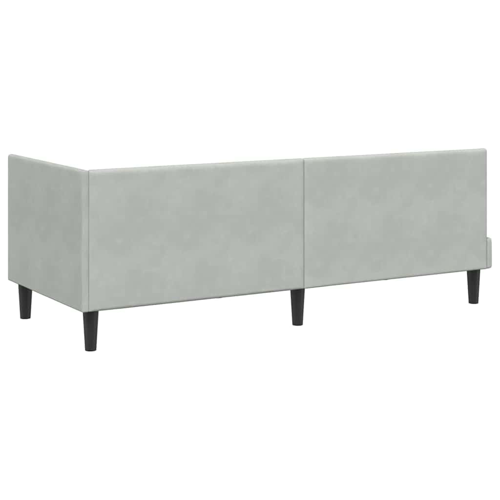 Hjørnesengramme med hovedgærde Lysegrå 80 cm x 200 cm Fløjl