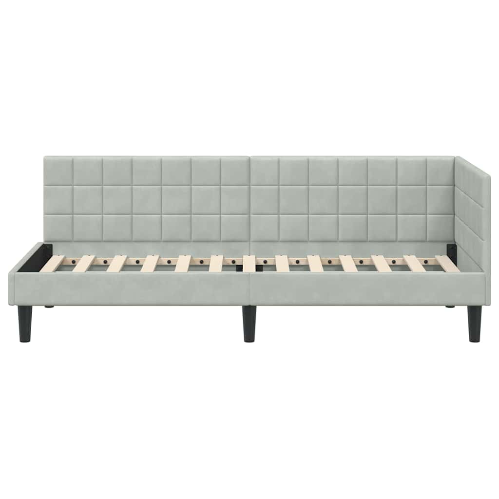 Hjørnesengramme med hovedgærde Lysegrå 80 cm x 200 cm Fløjl