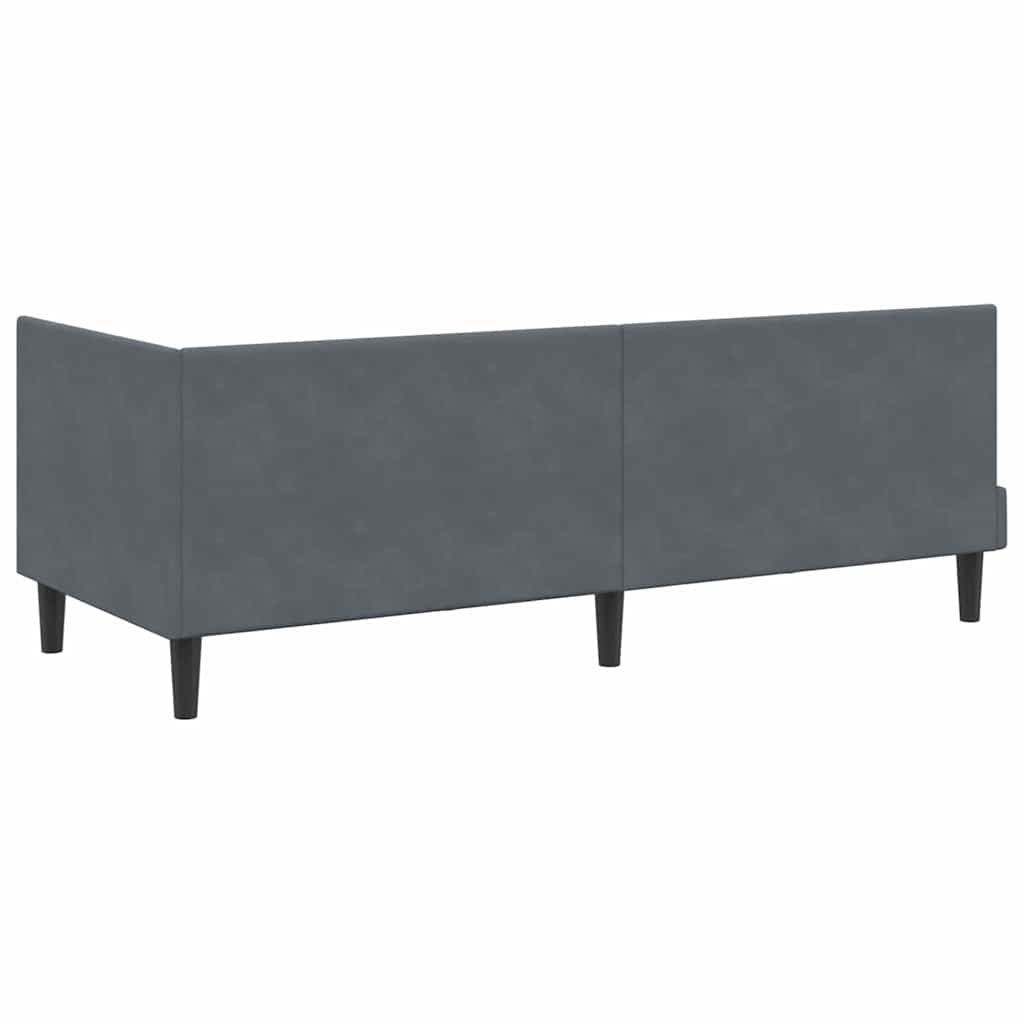 Hjørnesengramme med hovedgærde Mørkegrå 80 cm x 200 cm Fløjl