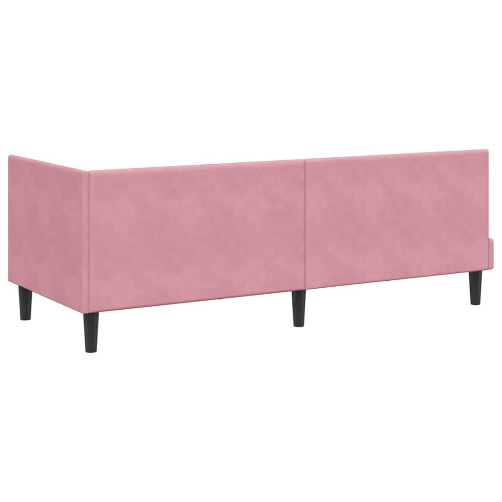 Hjørnesengramme med hovedgærde Lyserød 80 cm x 200 cm Fløjl
