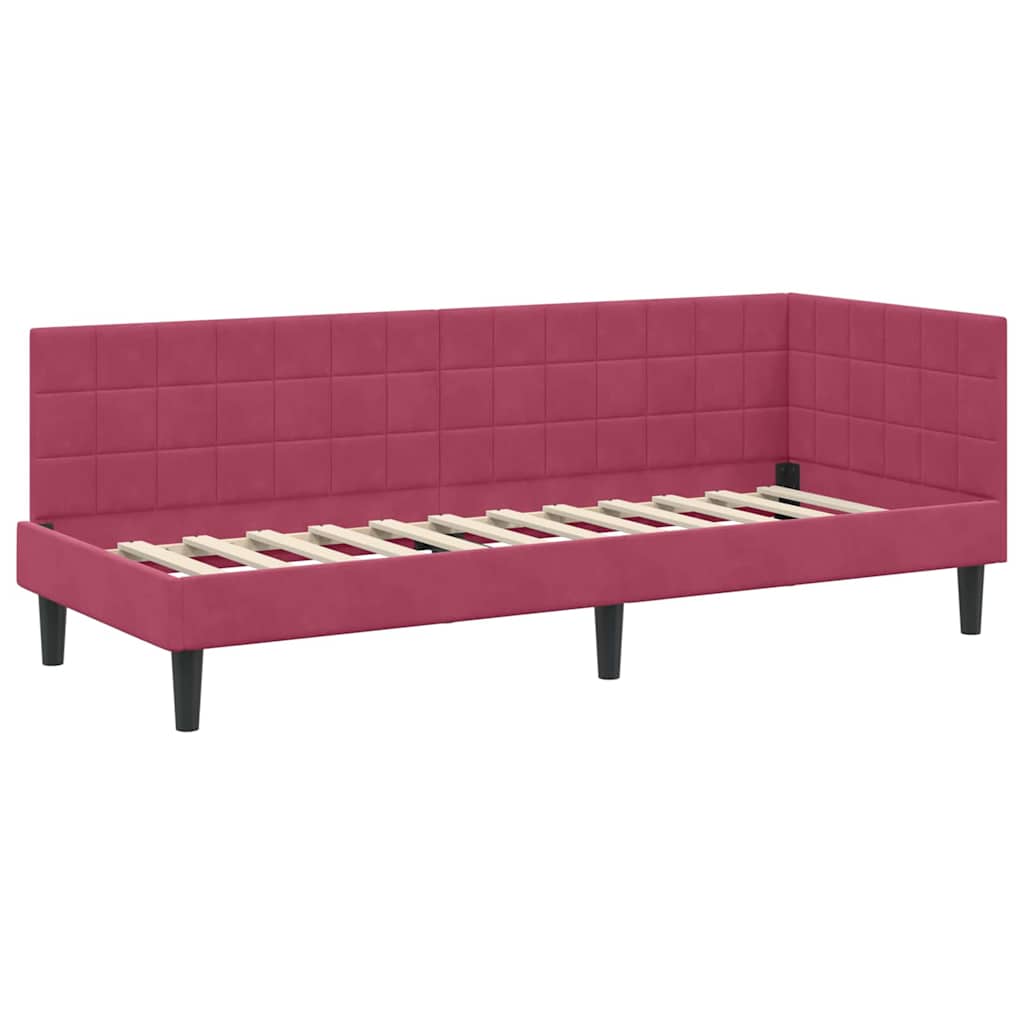 Hjørnesengramme med hovedgærde Vinrød 80 cm x 200 cm Fløjl