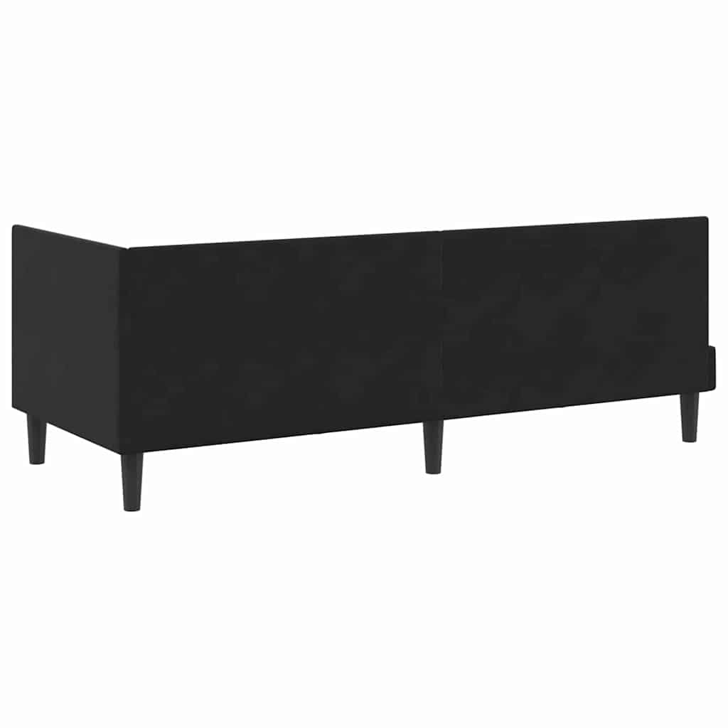 Hjørnesengramme med hovedgærde Sort 80 cm x 200 cm Fløjl