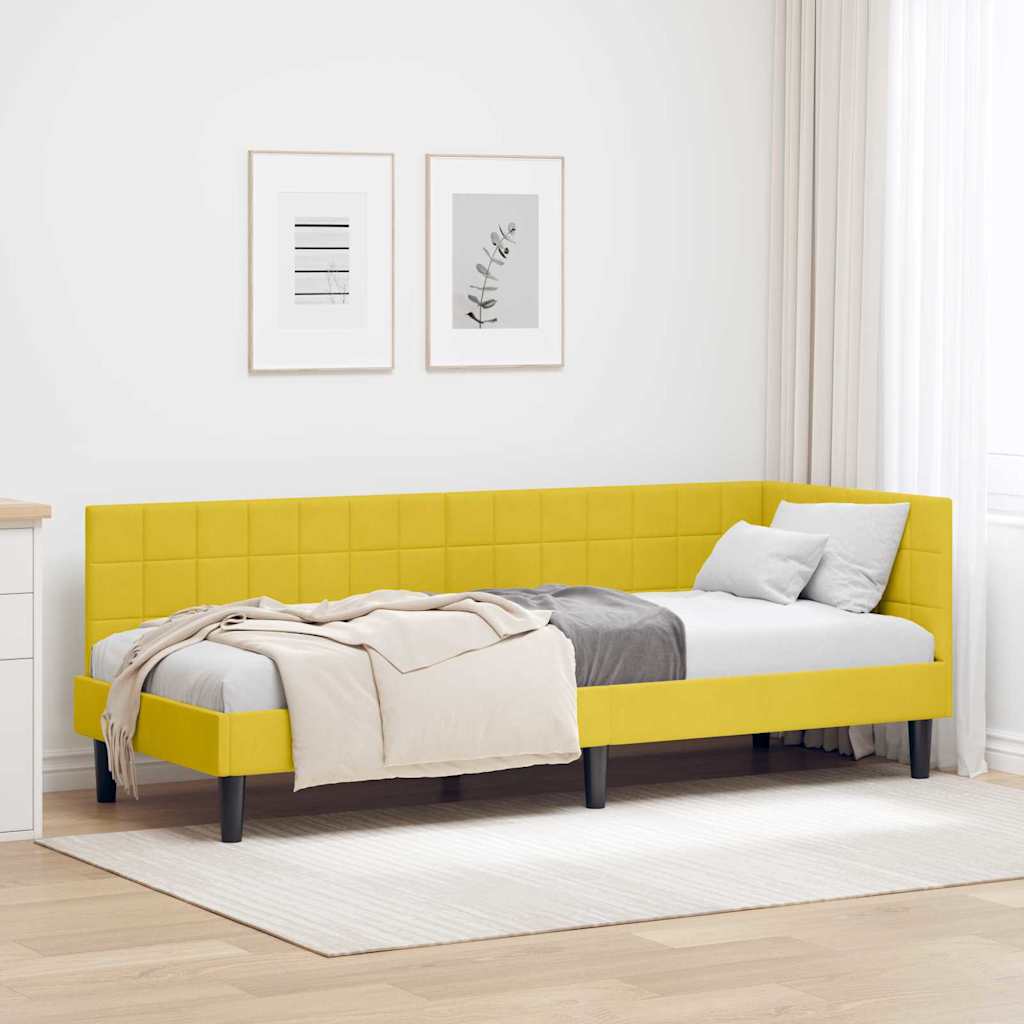 Hjørnesengramme med hovedgærde Gul 80 cm x 200 cm Fløjl