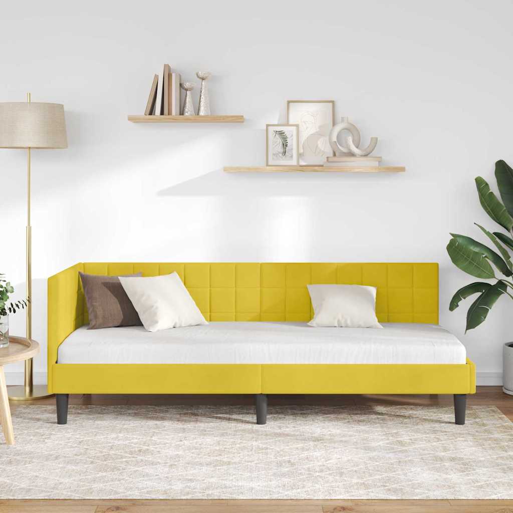 Hjørnesengramme med hovedgærde Gul 80 cm x 200 cm Fløjl