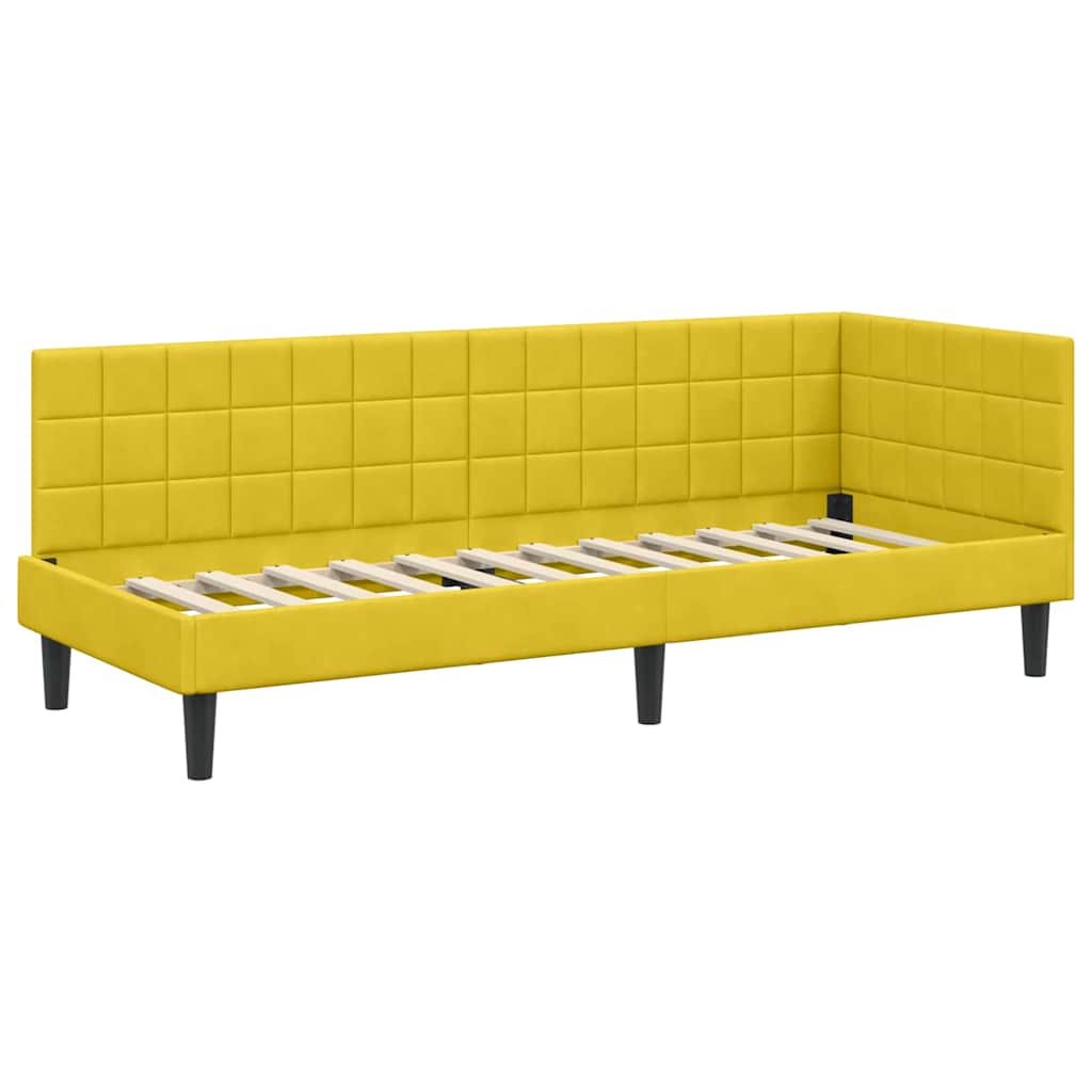 Hjørnesengramme med hovedgærde Gul 80 cm x 200 cm Fløjl