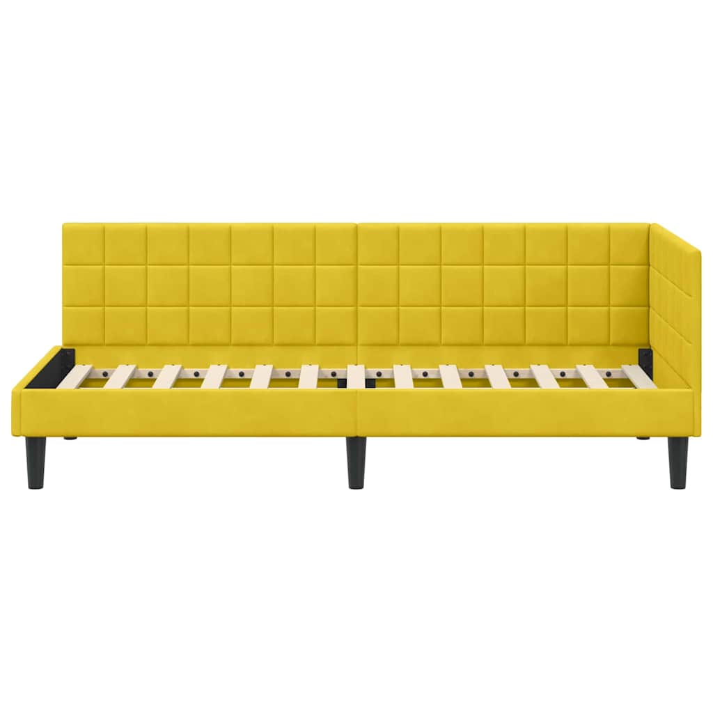 Hjørnesengramme med hovedgærde Gul 80 cm x 200 cm Fløjl