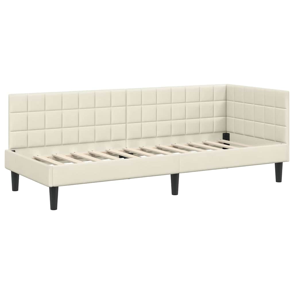 Hjørnesengramme med hovedgærde Creme 80 cm x 200 cm Fløjl