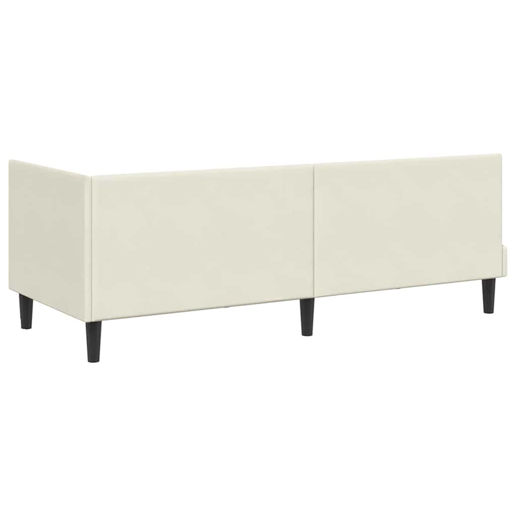 Hjørnesengramme med hovedgærde Creme 80 cm x 200 cm Fløjl