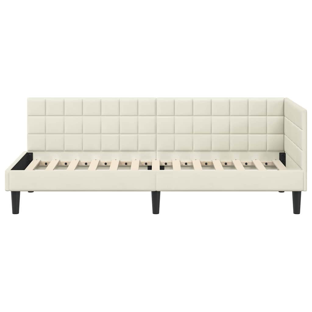 Hjørnesengramme med hovedgærde Creme 80 cm x 200 cm Fløjl