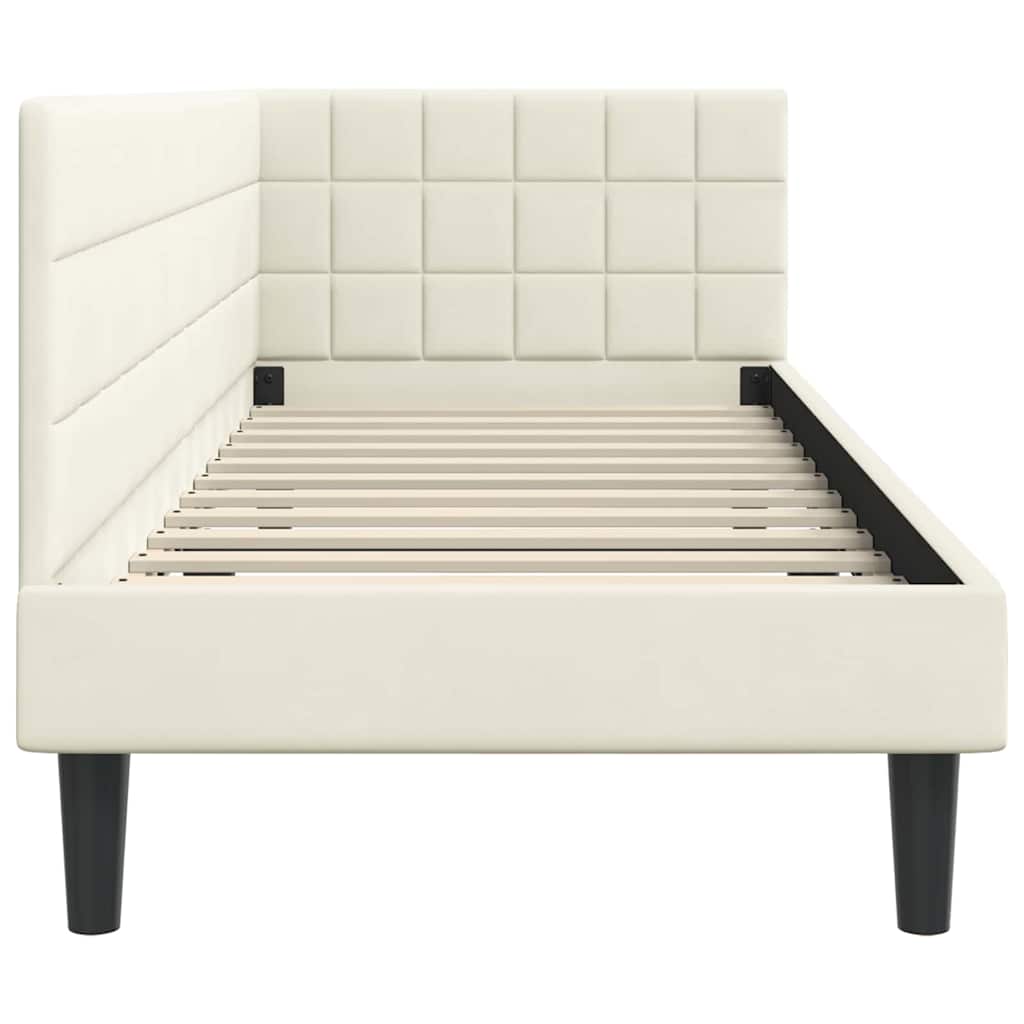 Hjørnesengramme med hovedgærde Creme 80 cm x 200 cm Fløjl