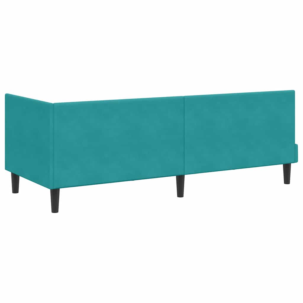 Hjørnesengramme med hovedgærde Turkis 80 cm x 200 cm Fløjl