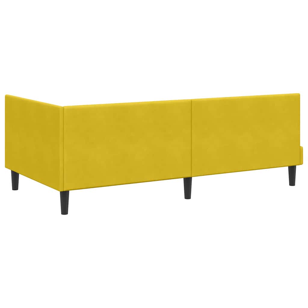 Hjørnesengramme med hovedgærde Gul 90 cm x 200 cm Fløjl