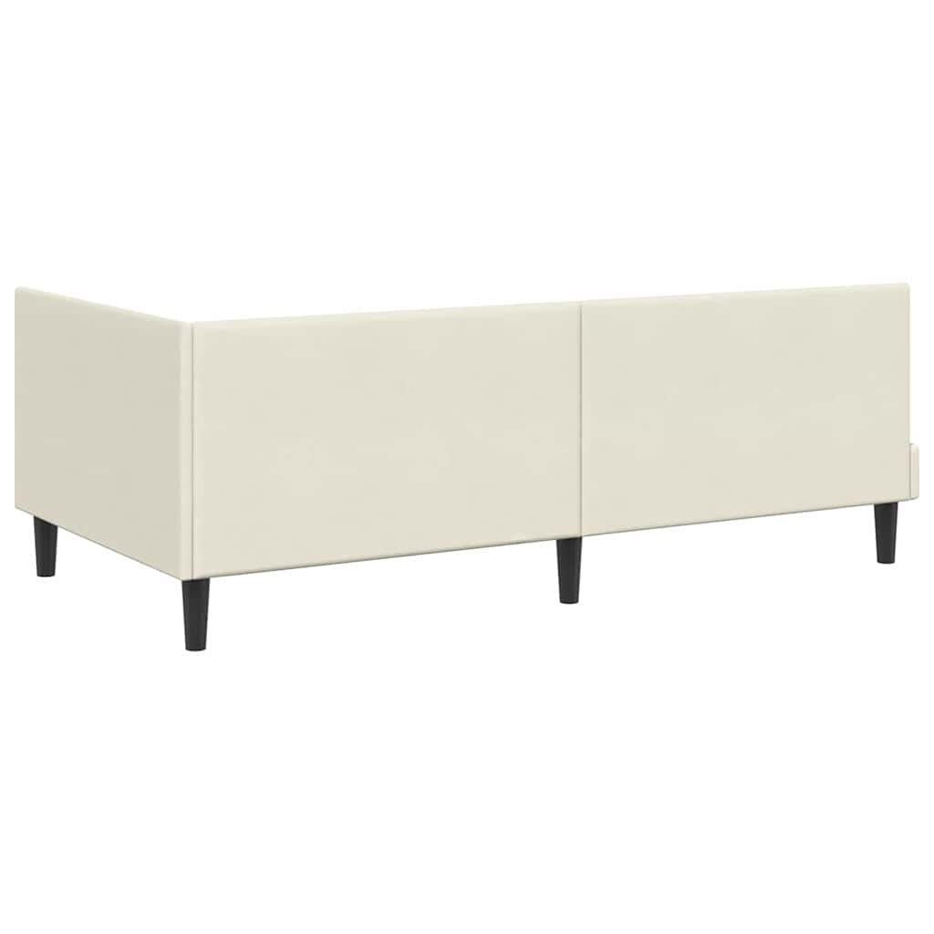 Hjørnesengramme med hovedgærde Creme 90 cm x 200 cm Fløjl