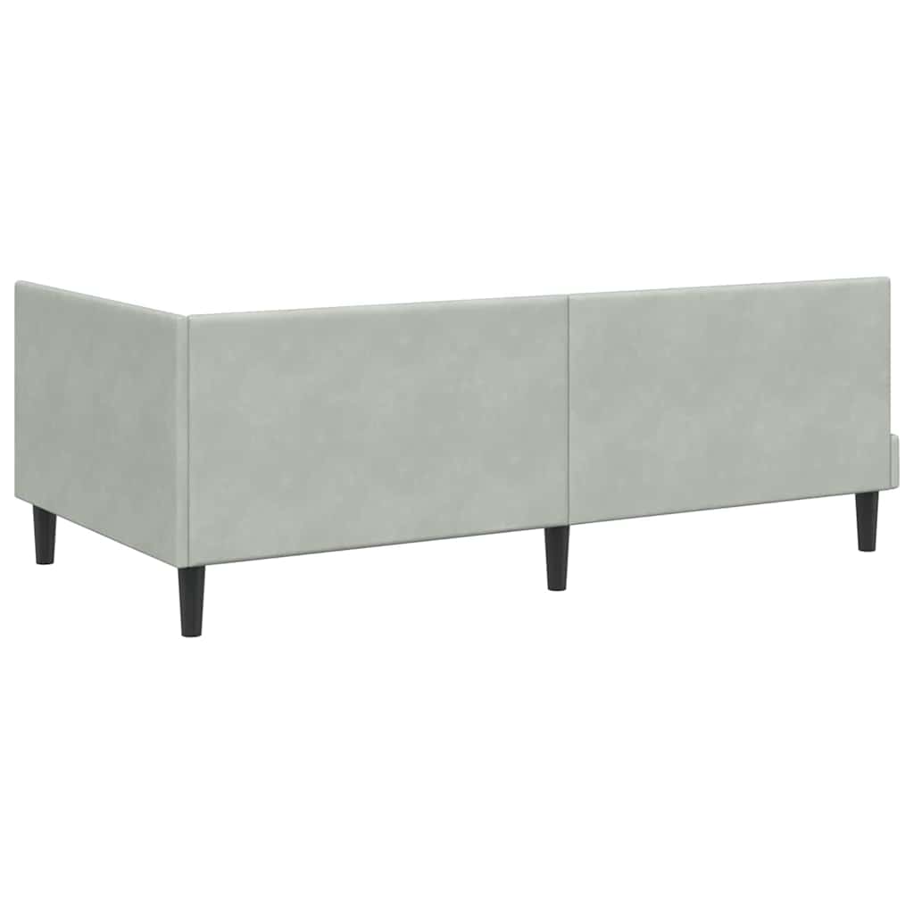 Hjørnesengramme med hovedgærde Lysegrå 100 cm x 200 cm Fløjl