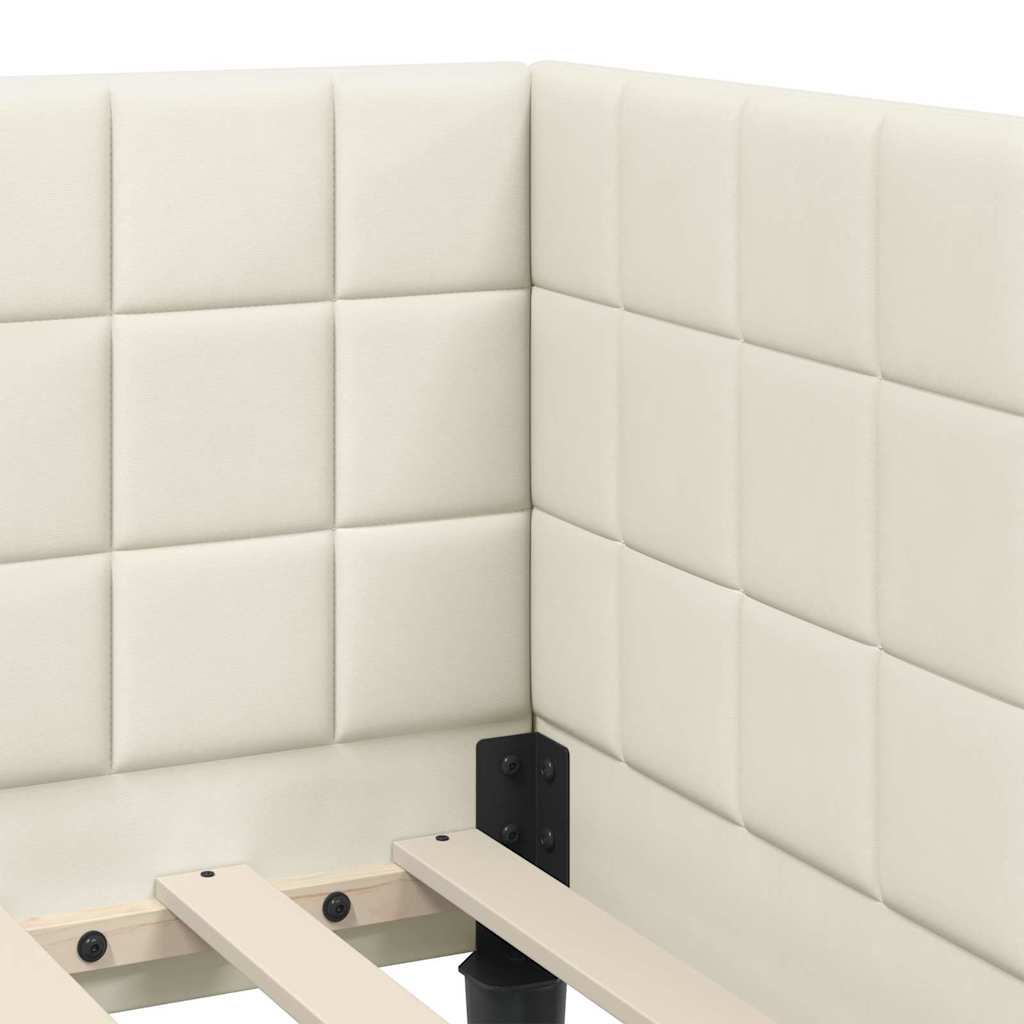 Hjørnesengramme med hovedgærde Creme 100 cm x 200 cm Fløjl