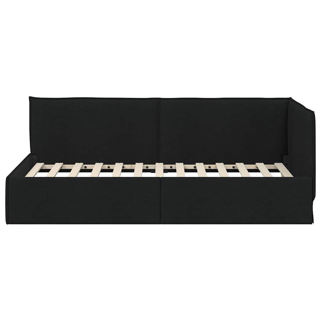 Hjørnesengramme med hovedgærde Sort 80 x 200 cm Stof