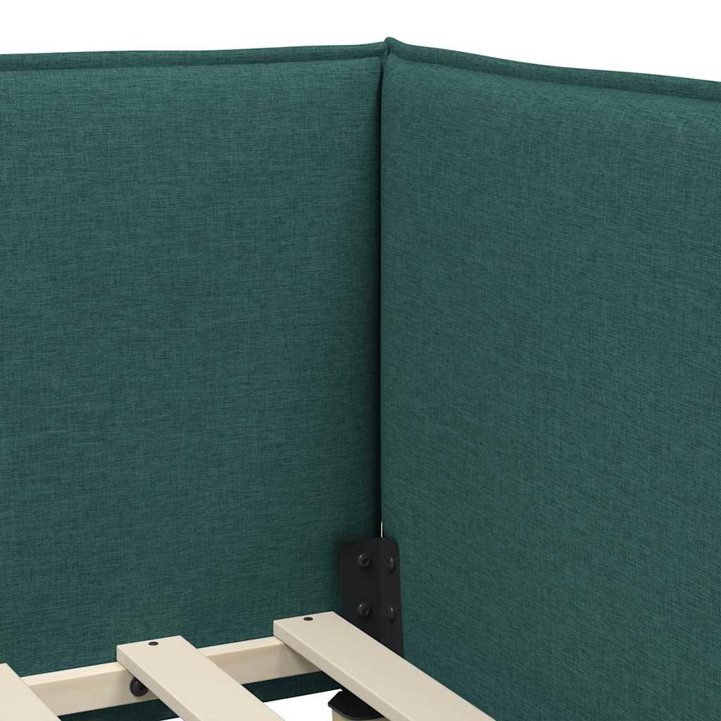 Hjørnesengramme med hovedgærde Mørkegrøn 80 x 200 cm Stof