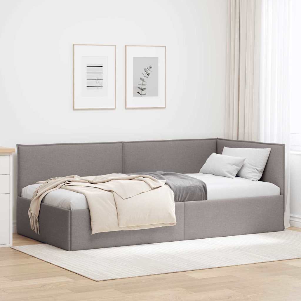 Hjørnesengramme Gråbrun 90 x 200 cm Stof