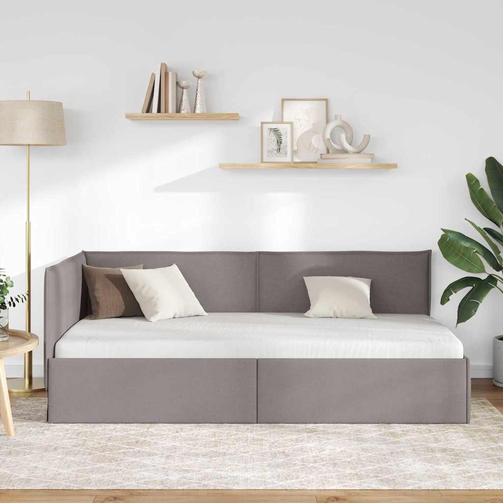 Hjørnesengramme Gråbrun 90 x 200 cm Stof