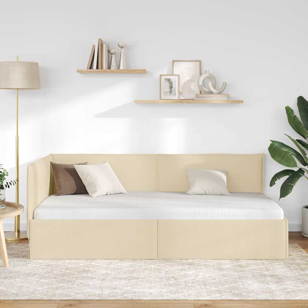 Hjørnesengramme Creme 90 x 200 cm Stof