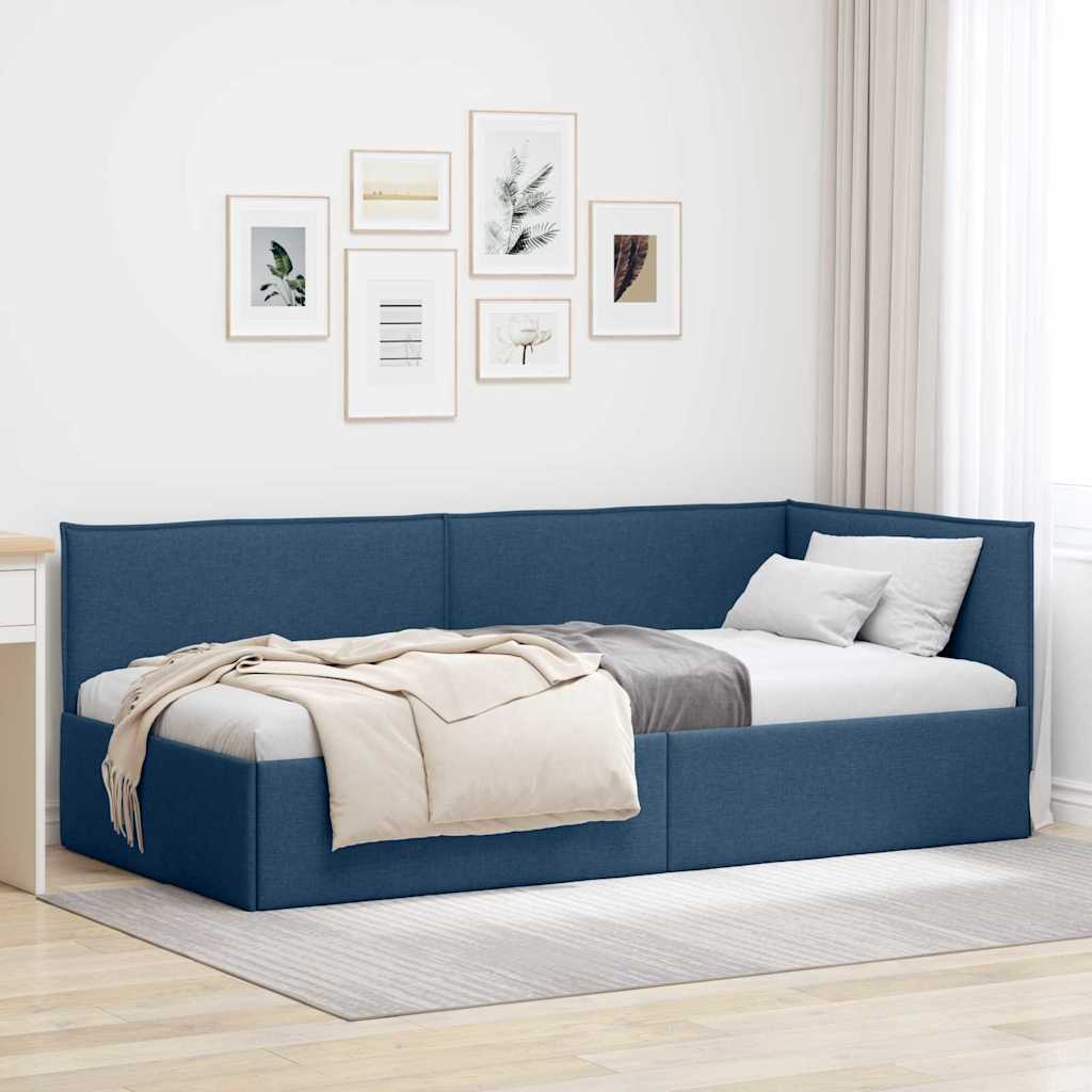 Hjørnesengramme Blå 90 x 200 cm Stof