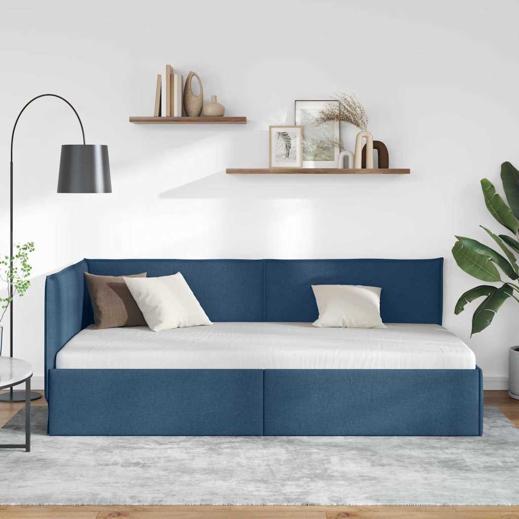 Hjørnesengramme Blå 90 x 200 cm Stof