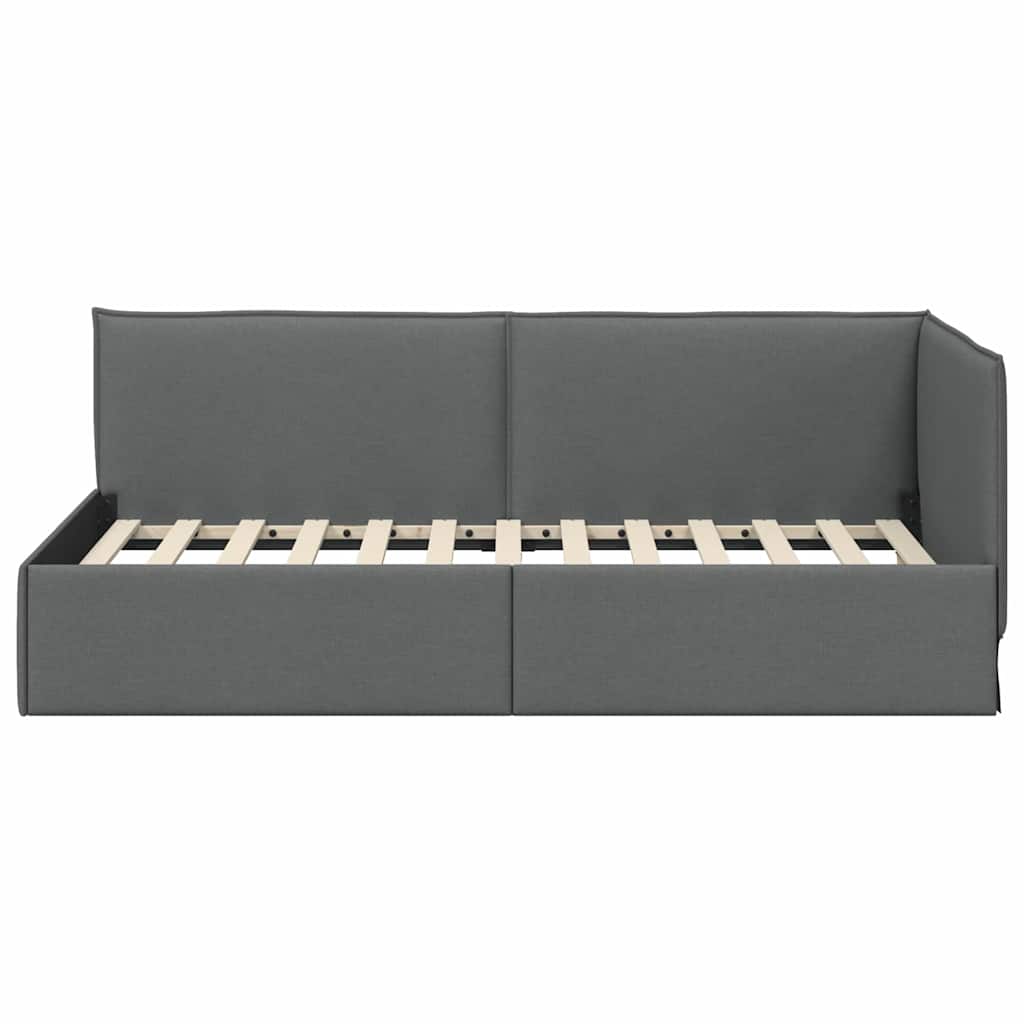 Hjørnesengramme med hovedgærde Mørkegrå 100 x 200 cm Stof