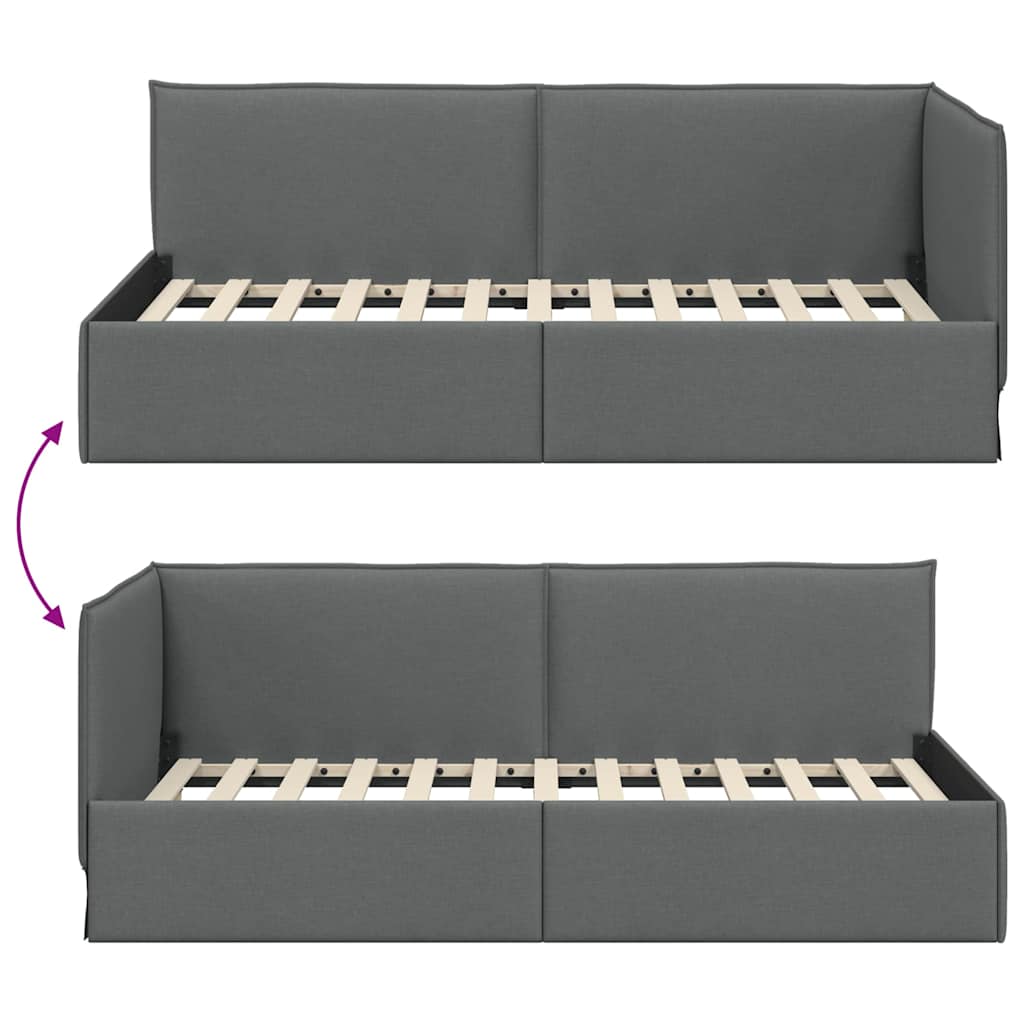 Hjørnesengramme med hovedgærde Mørkegrå 100 x 200 cm Stof