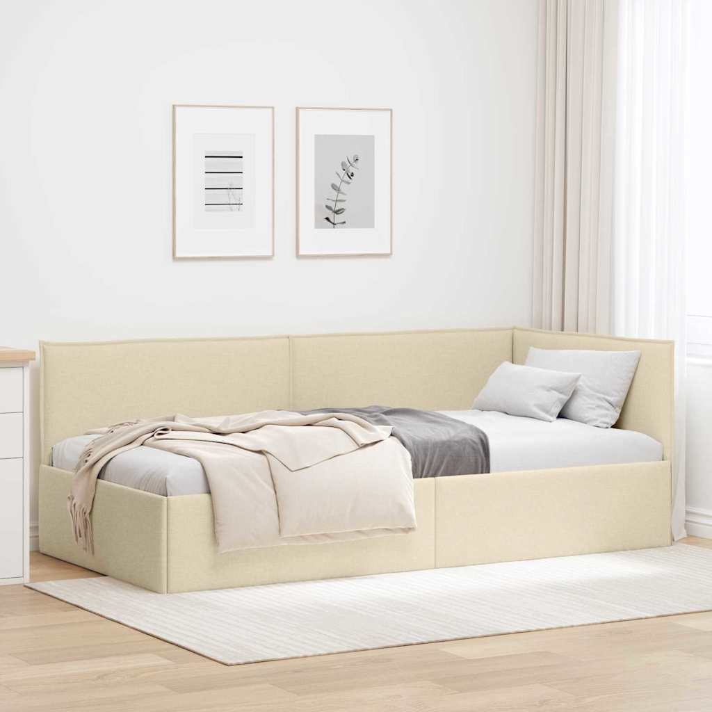 Hjørnesengramme Creme 100 x 200 cm Stof