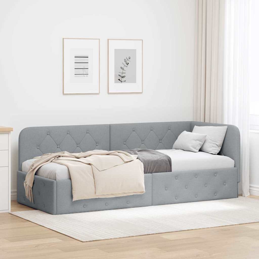 Hjørnesengramme Lysegrå 80 x 200 cm Stof
