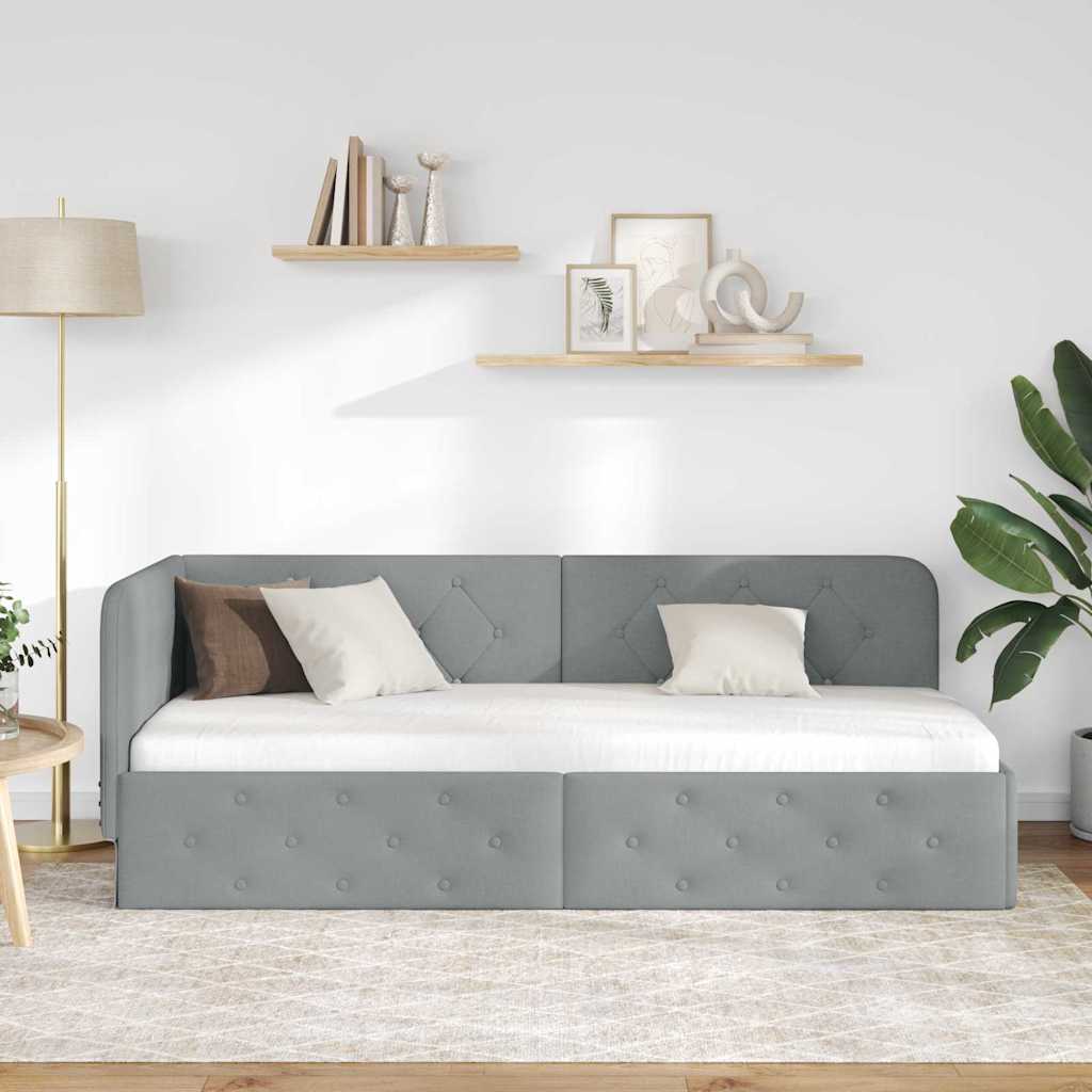 Hjørnesengramme Lysegrå 80 x 200 cm Stof