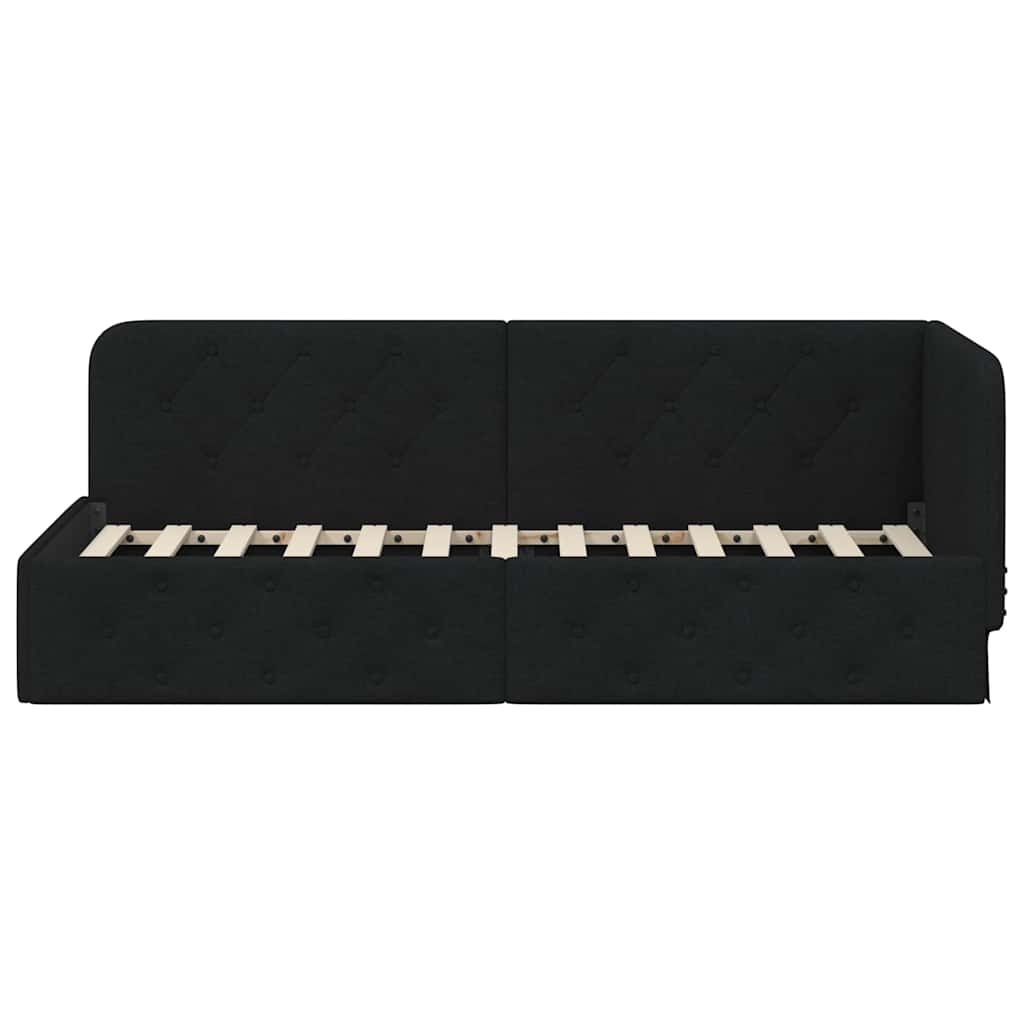 Hjørnesengramme Sort 80 x 200 cm Stof