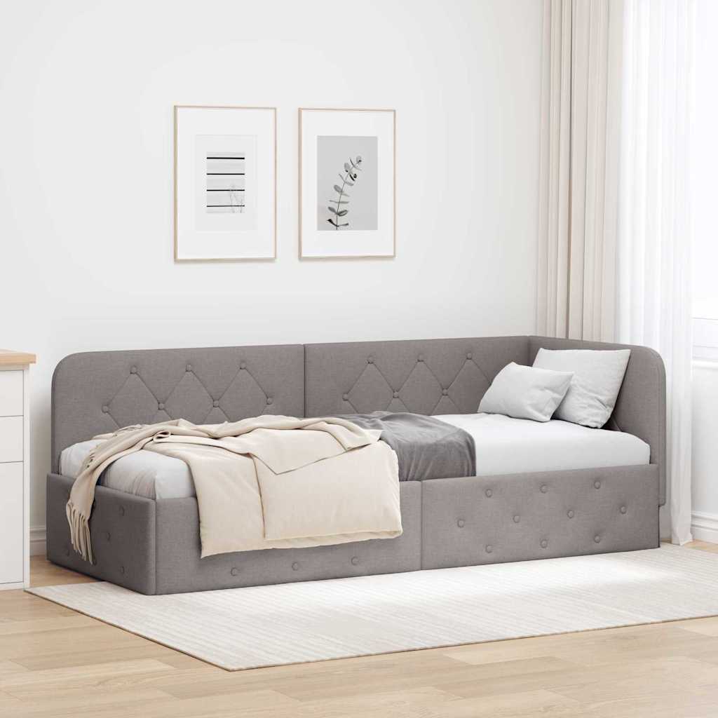 Hjørnesengramme Gråbrun 80 x 200 cm Stof