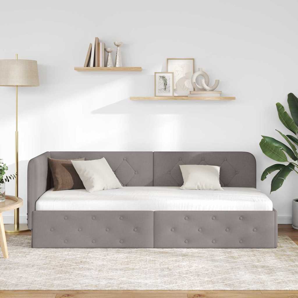 Hjørnesengramme Gråbrun 80 x 200 cm Stof