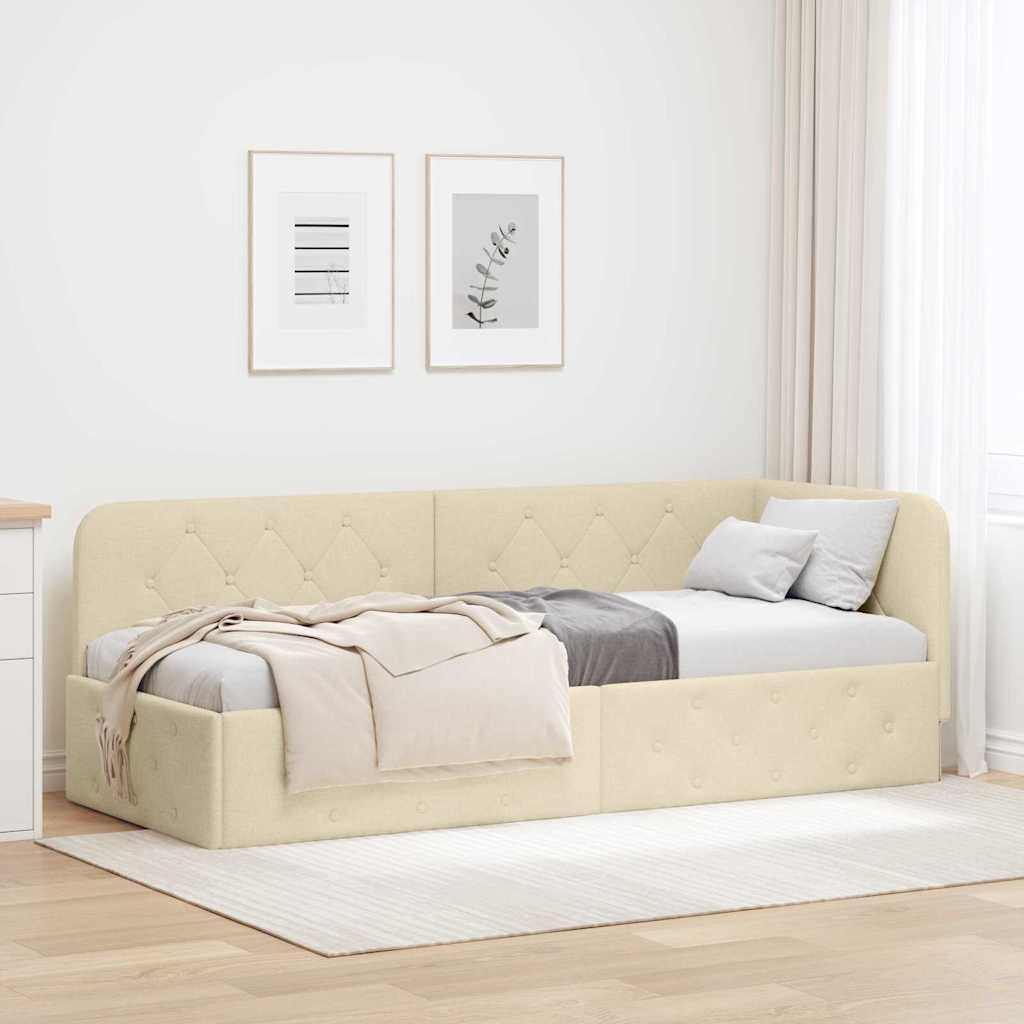 Hjørnesengramme Creme 80 x 200 cm Stof