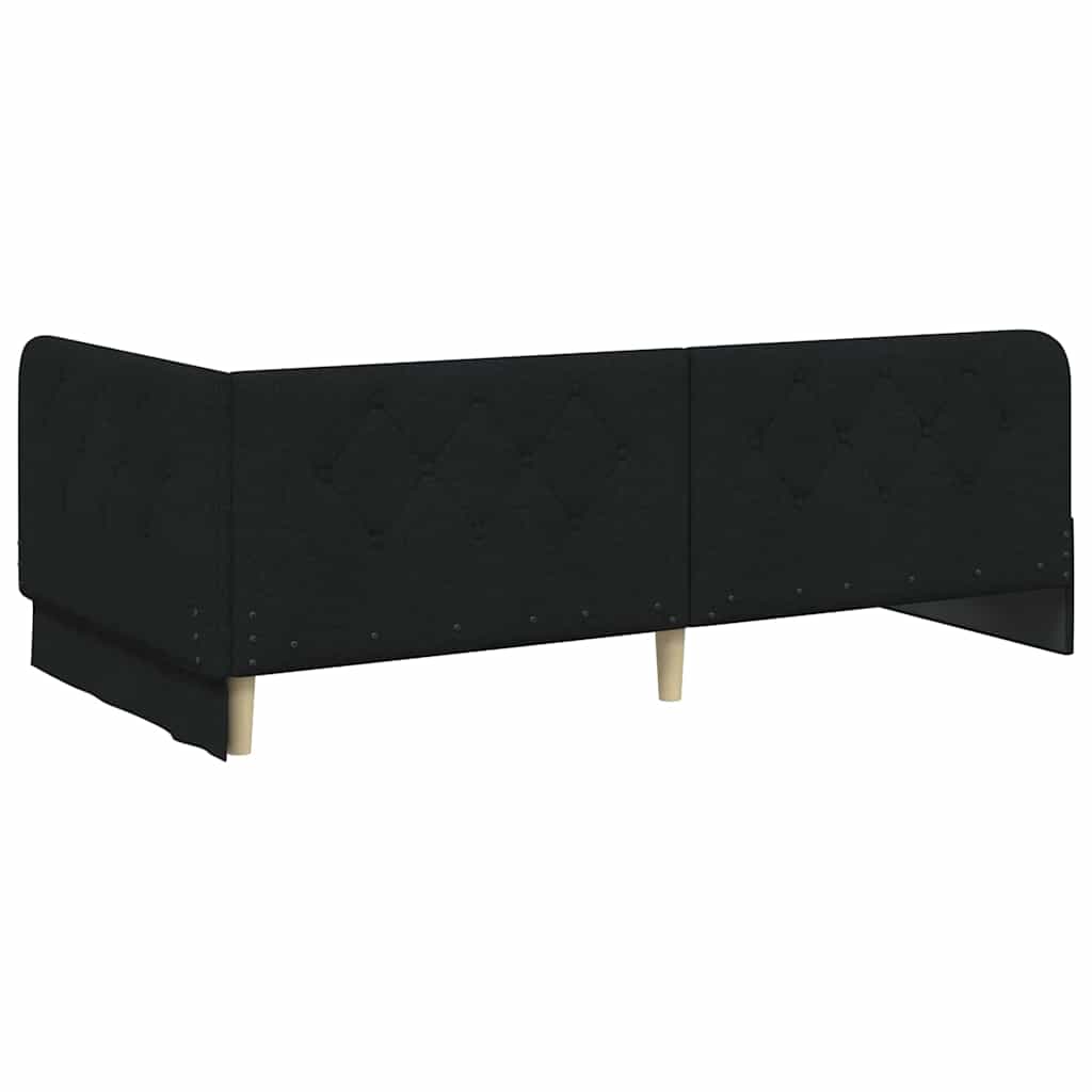 Hjørnesengramme Sort 90 x 190 cm Stof