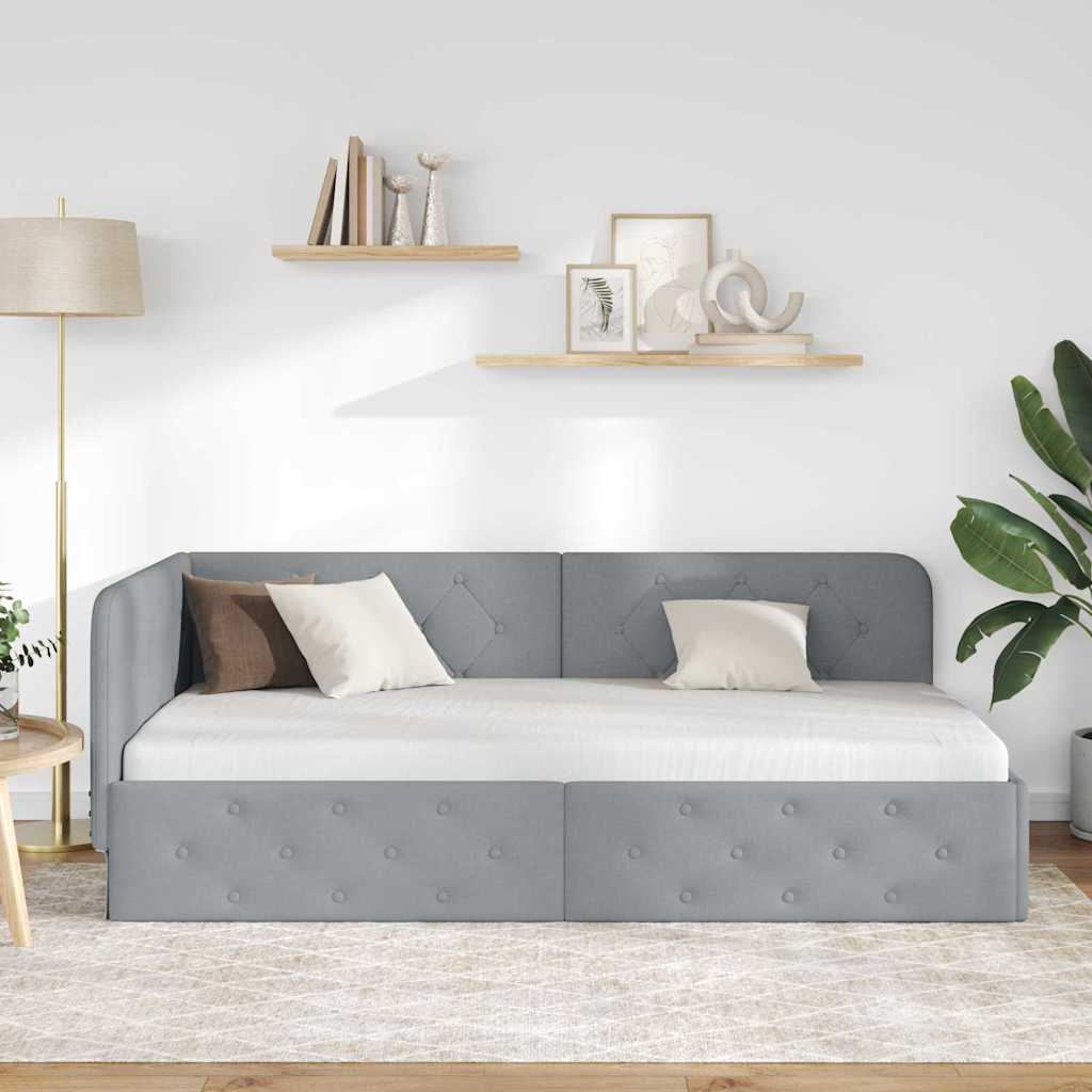 Hjørnesengramme Lysegrå 100 x 200 cm Stof