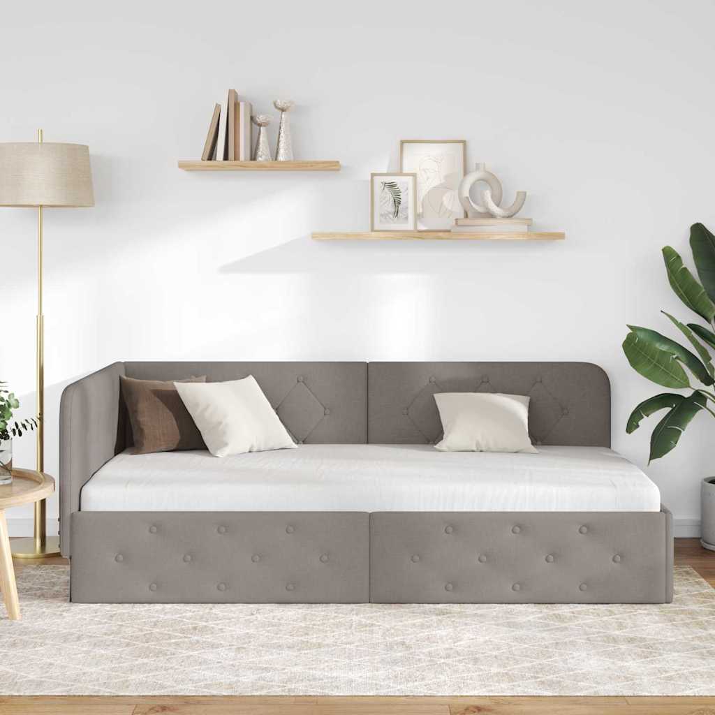 Hjørnesengramme Gråbrun 100 x 200 cm Stof