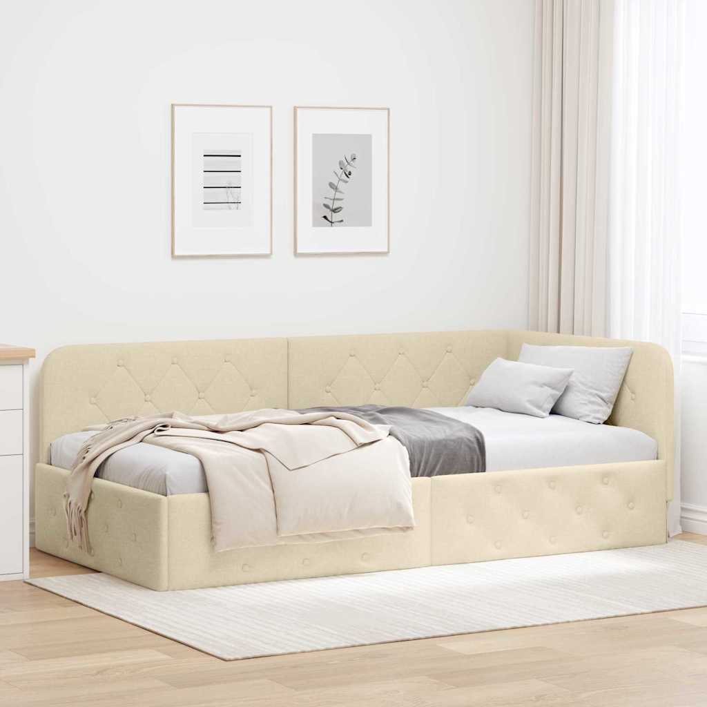 Hjørnesengramme Creme 100 x 200 cm Stof