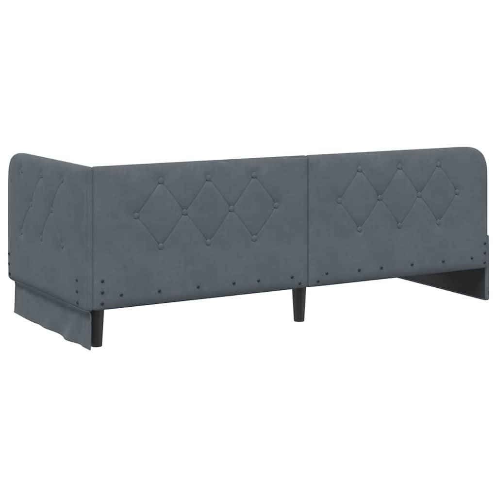Hjørnesengramme Mørkegrå 80 x 200 cm Fløjl