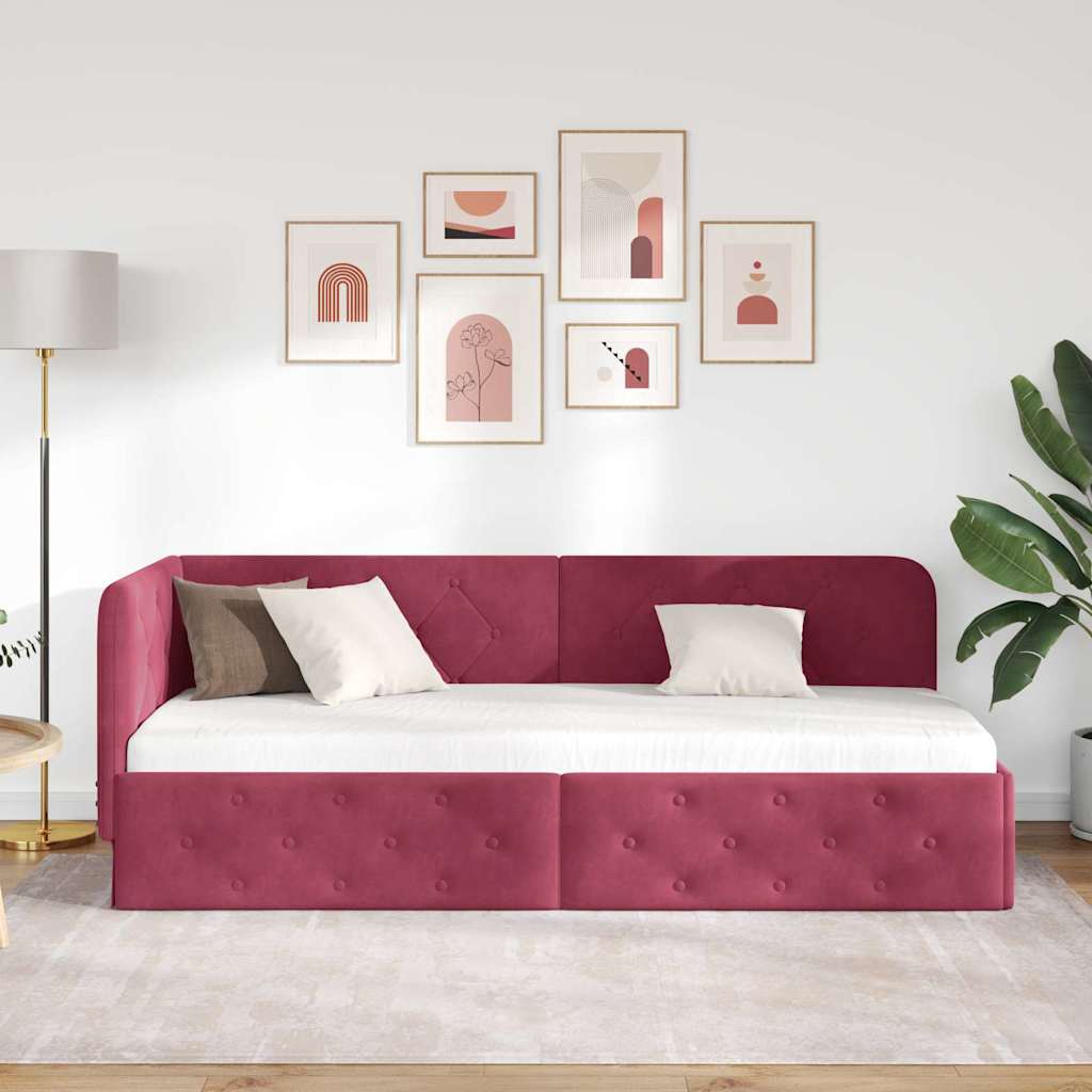 Hjørnesengramme Vinrød 80 x 200 cm Fløjl