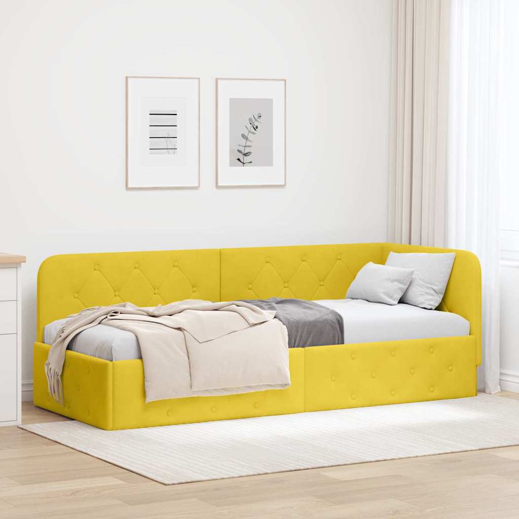 Hjørnesengramme Gul 80 x 200 cm Fløjl