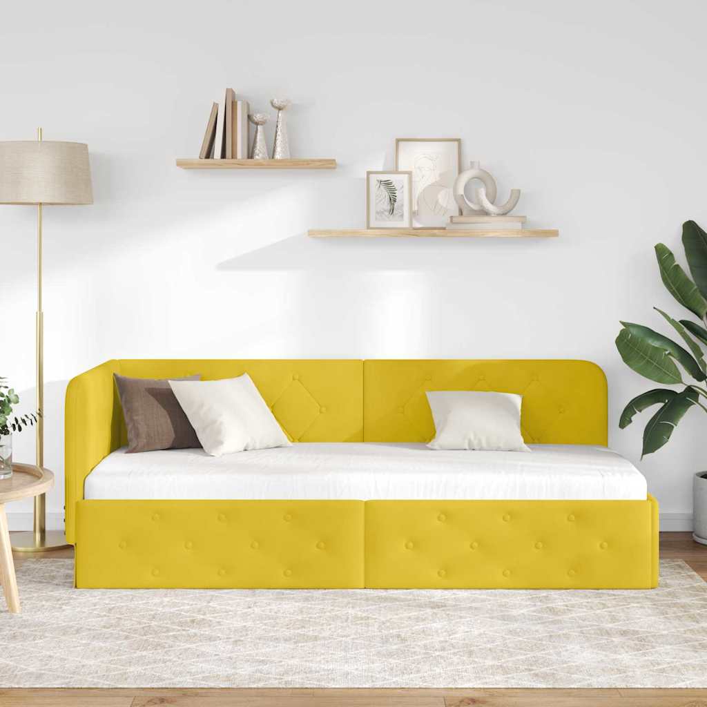 Hjørnesengramme Gul 80 x 200 cm Fløjl