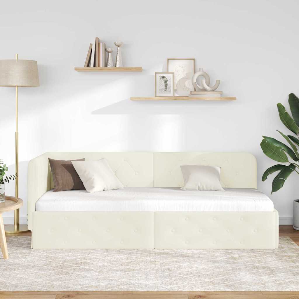 Hjørnesengramme Creme 80 x 200 cm Fløjl