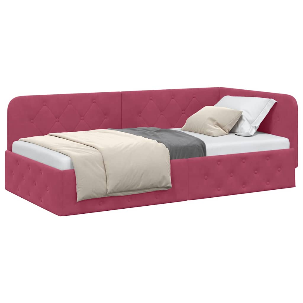 Hjørnesengramme Vinrød 90 x 190 cm Fløjl